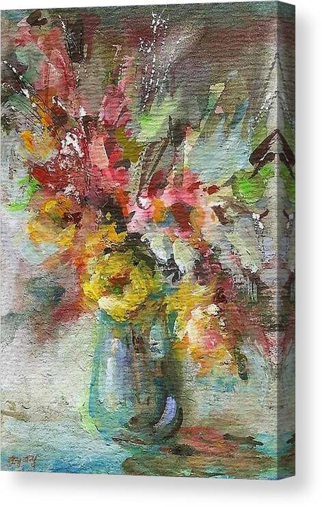 Floral Canvas Print featuring the painting Grace and Beauty by Mary Wolf