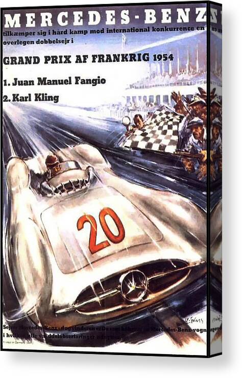Grand Prix Af Frankrig Canvas Print featuring the digital art Grand Prix F1 Reims France 1954 by Georgia Fowler