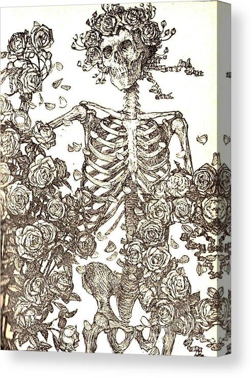  Canvas Print featuring the photograph Gratefully Dead Skeleton by Kelly Awad