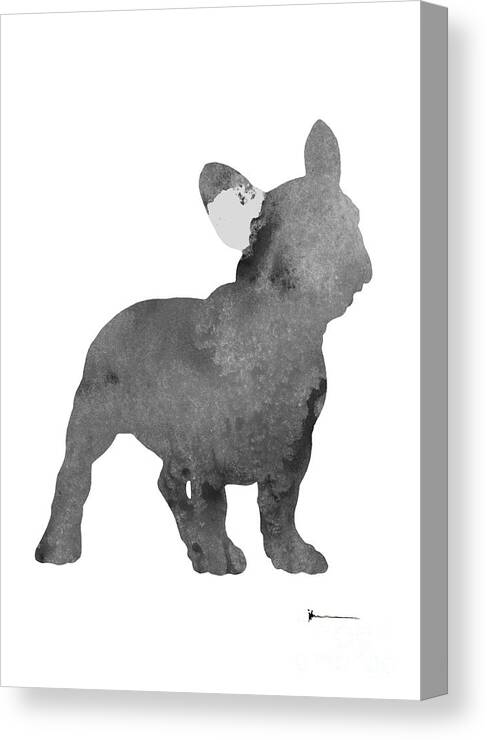 Gray French Bulldog Poster Watercolor Painting Canvas Print