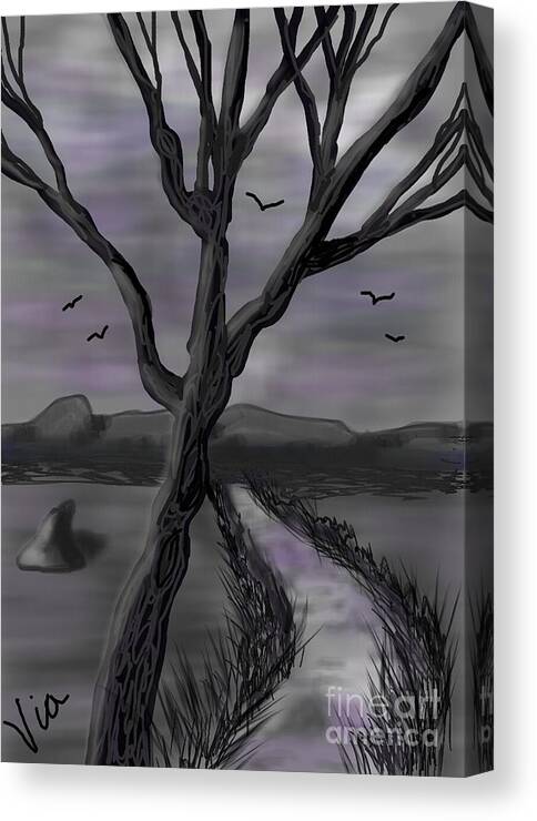 Landscape Canvas Print featuring the painting Ptg.  Gray Landscape by Judy Via-Wolff