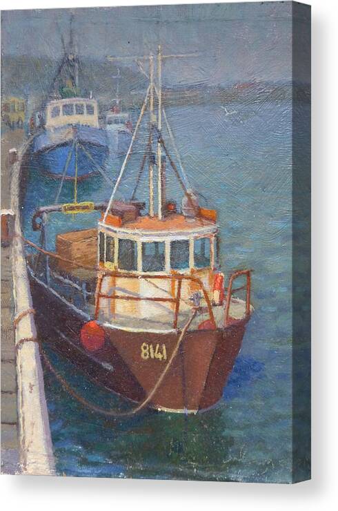 Boats Canvas Print featuring the painting Gray Mouth 1980s by Terry Perham