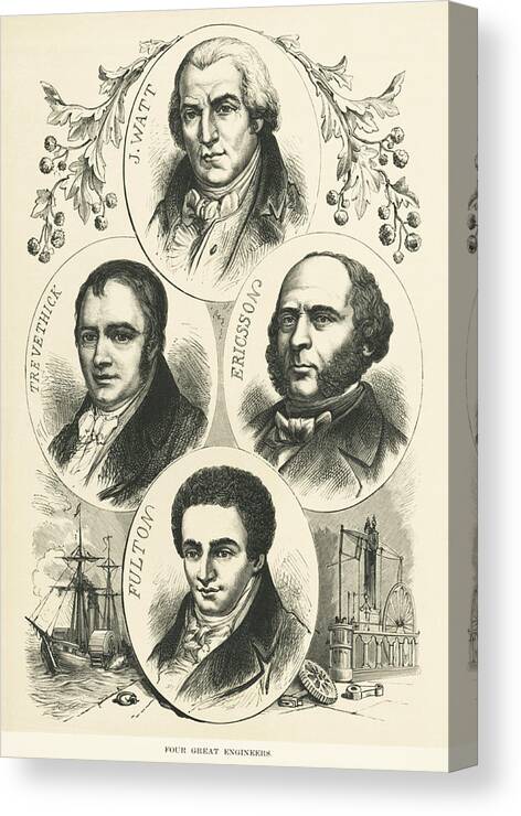 1880 Canvas Print featuring the photograph Great Engineers And Inventors by Underwood Archives