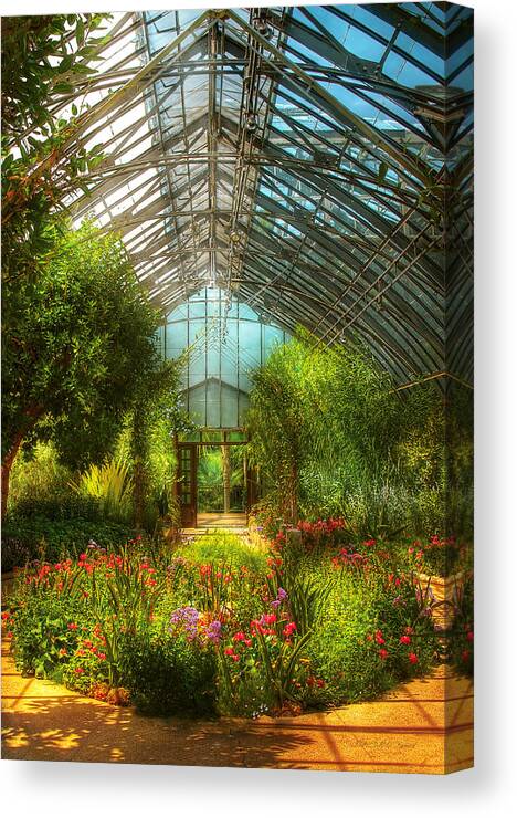 Greenhouse Canvas Print featuring the photograph Greenhouse - Paradise under glass by Mike Savad