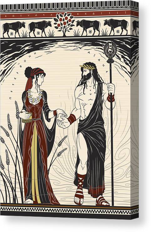 Hades Canvas Print featuring the digital art Hades and Persephone by Matthew Kocvara