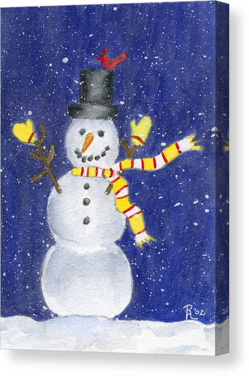 Snow Canvas Print featuring the painting Happy Snow by Rhonda Leonard