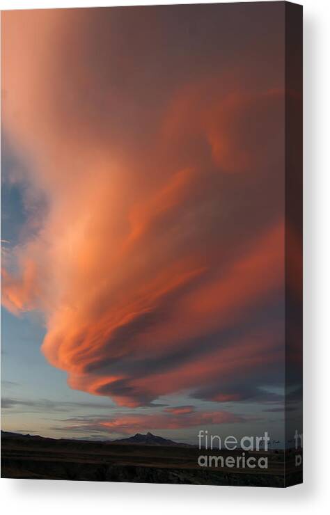 Clouds Canvas Print featuring the photograph Heart Mountain Cirrus Sunset-Signed by J L Woody Wooden