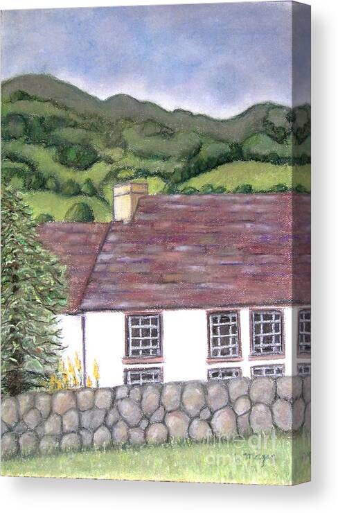 Scotland Canvas Print featuring the pastel Highland Farmhouse by Laurie Morgan