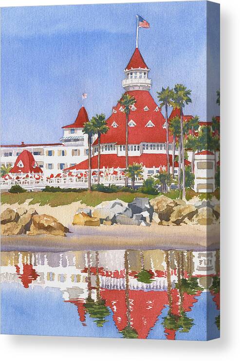 Coronado Canvas Print featuring the painting Hotel Del Coronado Reflected by Mary Helmreich