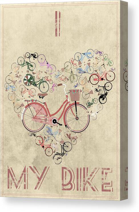  Canvas Print featuring the mixed media I Heart My Bike by Andy Scullion