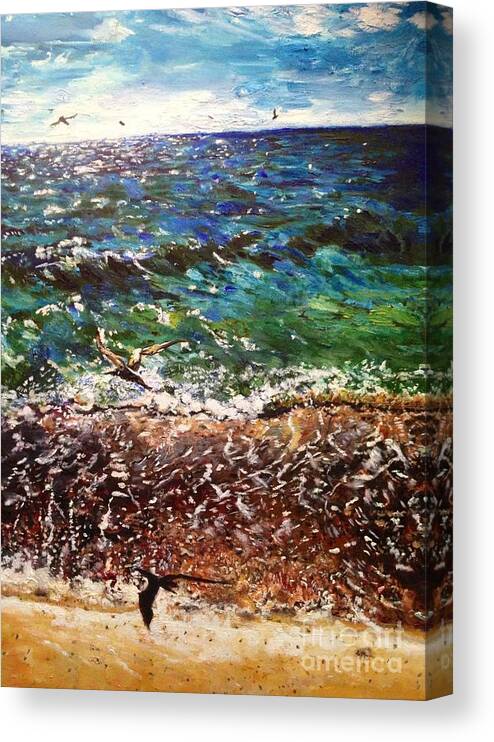 Birds Canvas Print featuring the painting I Want to Break Free by Belinda Low