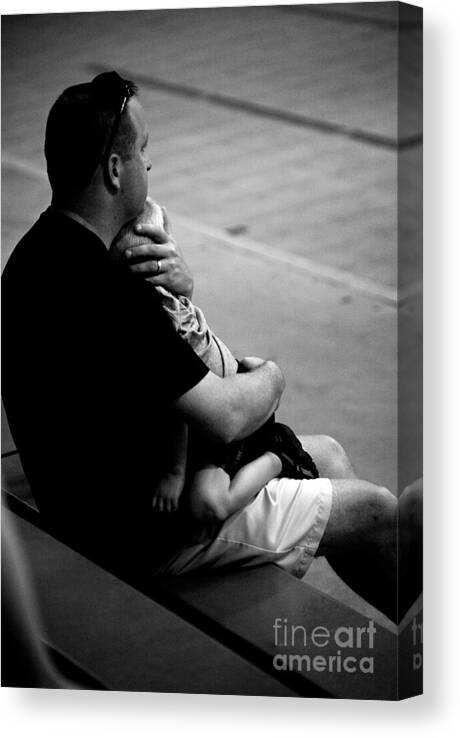 Girl Canvas Print featuring the photograph In Daddy's Arms by Frank J Casella
