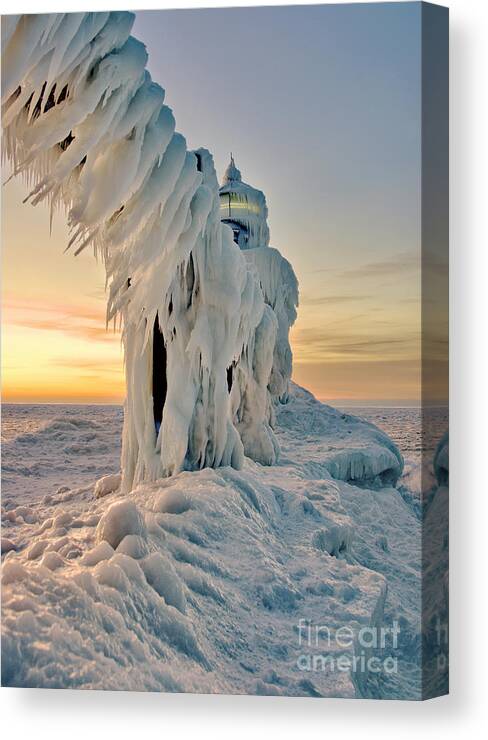 St. Joseph Canvas Print featuring the photograph January Sunset in January. by Brett Maniscalco