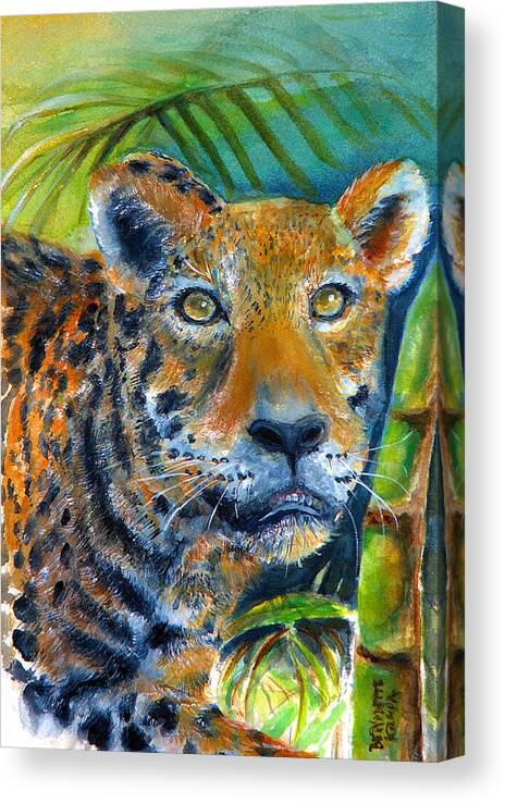 Jaquar Canvas Print featuring the painting Jaquar On The Prowl by Bernadette Krupa
