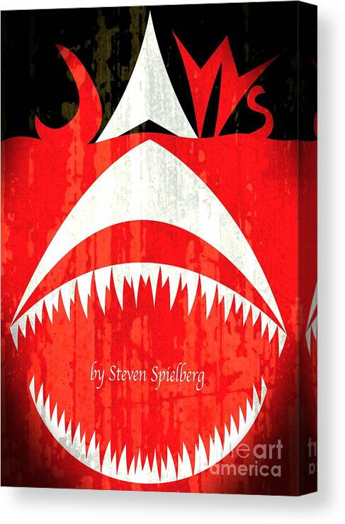 Jaws Canvas Print featuring the painting Jaws minimalist poster by Stefano Senise