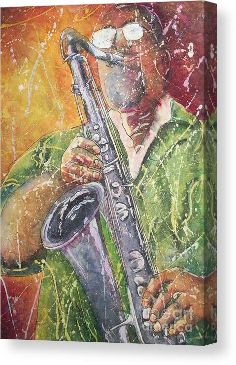 Saxophone Canvas Print featuring the painting Jazz Bliss by Carol Losinski Naylor