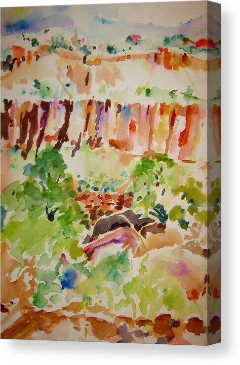New Mexico Canvas Print featuring the painting Jemez Cliff Study by Jeffrey S Perrine