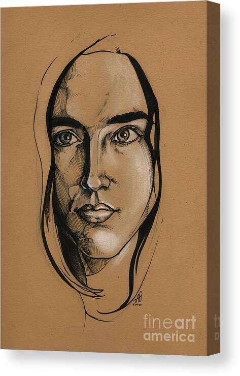 Portrait Canvas Print featuring the drawing Jennifer Connelly by John Ashton Golden