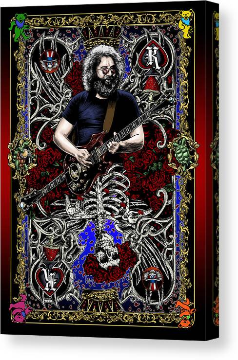 Jerry Garcia Canvas Print featuring the drawing Jerry Card by Gary Kroman