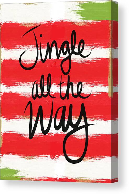 #faaAdWordsBest Canvas Print featuring the mixed media Jingle All The Way- Greeting Card by Linda Woods
