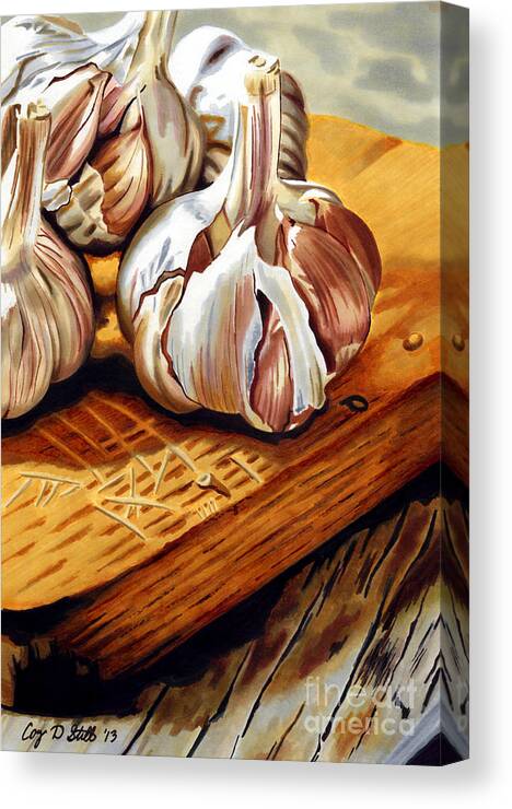 Garlic Canvas Print featuring the drawing Just Garlic by Cory Still
