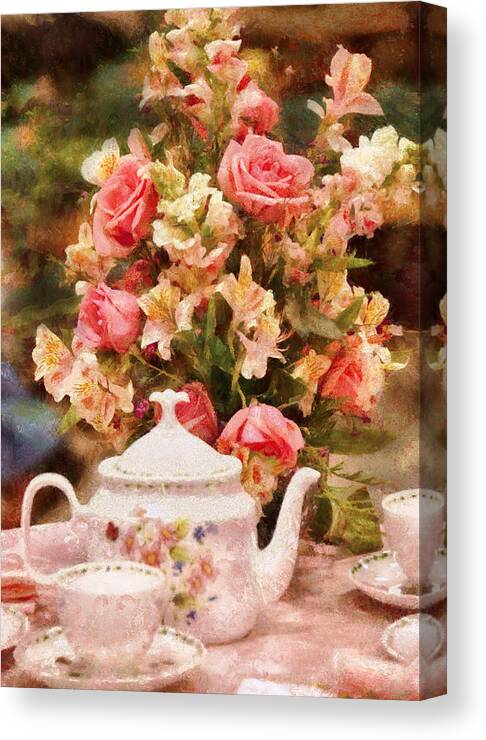 Suburbanscenes Canvas Print featuring the digital art Kettle - More tea Milady by Mike Savad