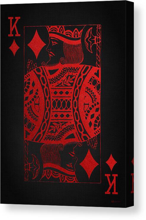 'red And Black' Collection By Serge Averbukh Canvas Print featuring the digital art King of Diamonds in Red on Black Canvas  by Serge Averbukh