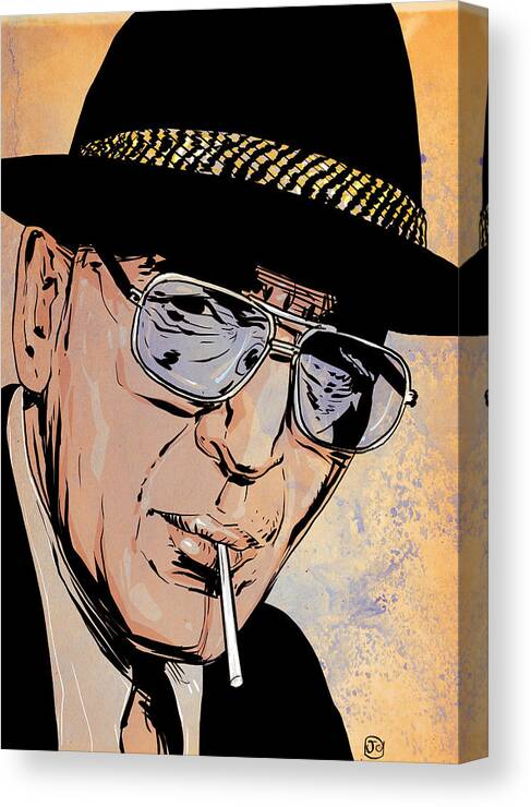 Telly Savalas Canvas Print featuring the drawing Kojak by Giuseppe Cristiano