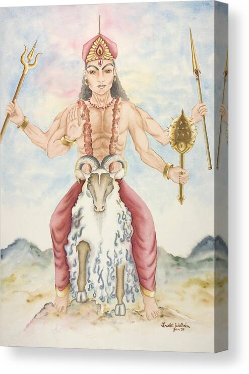 Vedic Astrology Canvas Print featuring the painting Kuja Mars by Srishti Wilhelm