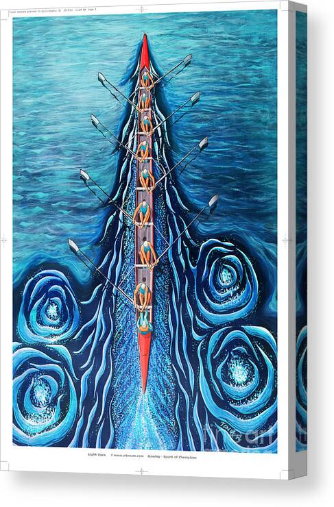 Modern Canvas Print featuring the painting Blue Eight by o4rsom. Rowing Sport of Champions by Tonia Williams