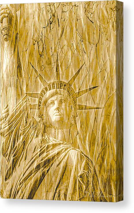 Statue Canvas Print featuring the photograph Liberty is Golden by Dyle  Warren