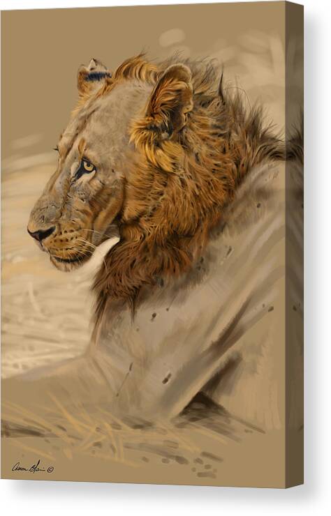 Lion Canvas Print featuring the digital art Lion Portrait by Aaron Blaise