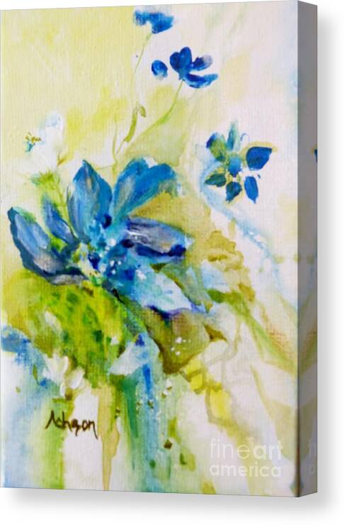 Spring Canvas Print featuring the painting Little Flowers in My Garden by Donna Acheson-Juillet