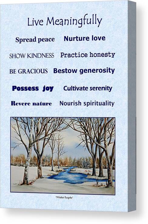 Poems Canvas Print featuring the painting Live Meaningfully by Thomas Kuchenbecker
