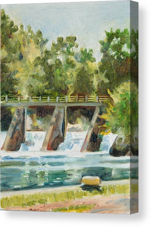 Landscape Canvas Print featuring the painting Lock 2 Raceway by Sarah Lynch
