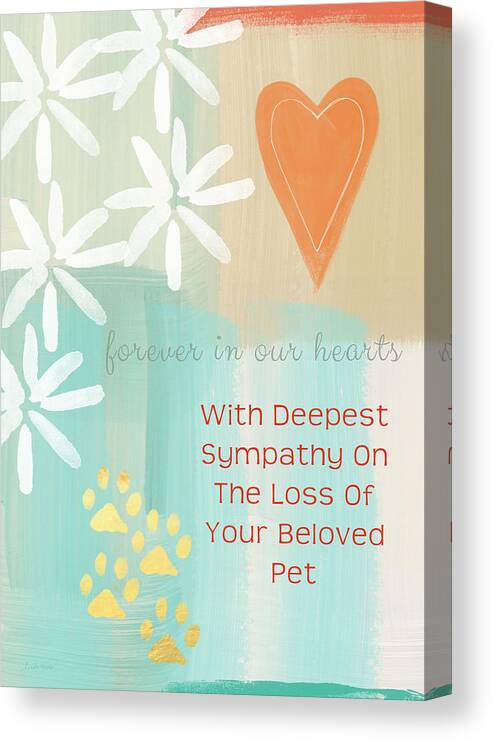 Pet Sympathy Card Canvas Print featuring the painting Loss of Beloved Pet Card by Linda Woods