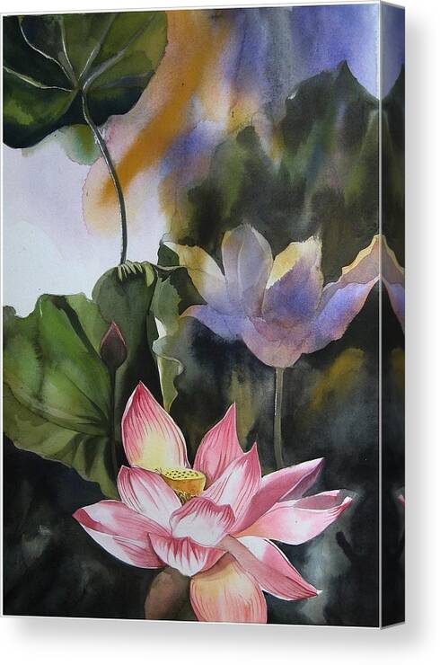 Lotus watercolor Canvas Print