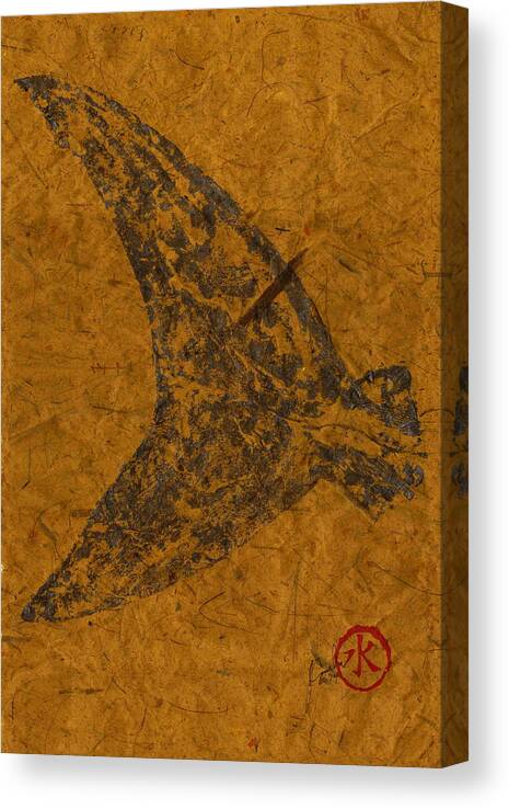 Gyotaku Canvas Print featuring the mixed media Mako Tail on Thai Banana Paper by Jeffrey Canha