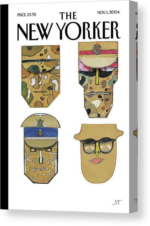 119990 Sst Saul Steinberg Canvas Print featuring the painting Masks by Saul Steinberg