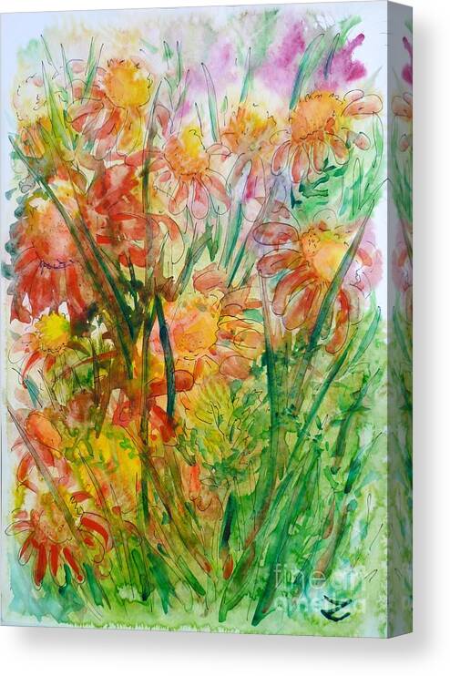 Meadow Flowers Canvas Print featuring the painting Meadow Flowers by Zaira Dzhaubaeva