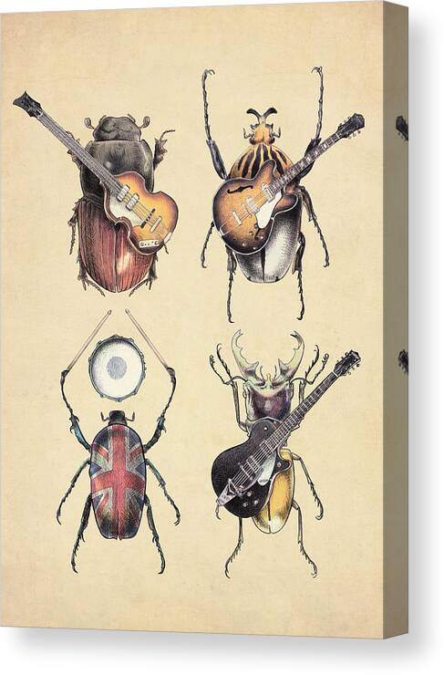 Beetles Canvas Print featuring the digital art Meet the Beetles by Eric Fan