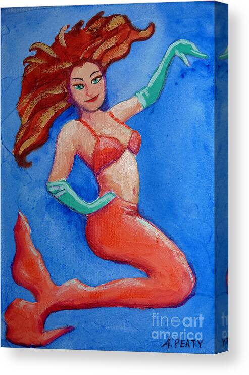 Mermaid Canvas Print featuring the painting Mermaid Glamor by Audrey Peaty