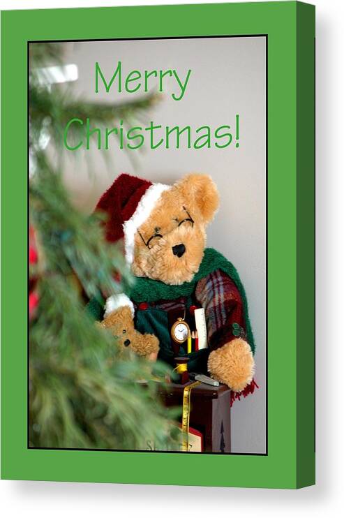 Celebrate Canvas Print featuring the photograph Merry Christmas Bear 0722 by Jerry Sodorff