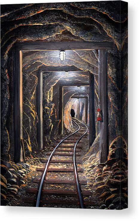 Mural Canvas Print featuring the painting Mine Shaft Mural by Frank Wilson