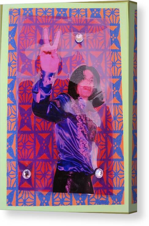 Mixed Media Canvas Print featuring the drawing MJ Peace by Karen Buford