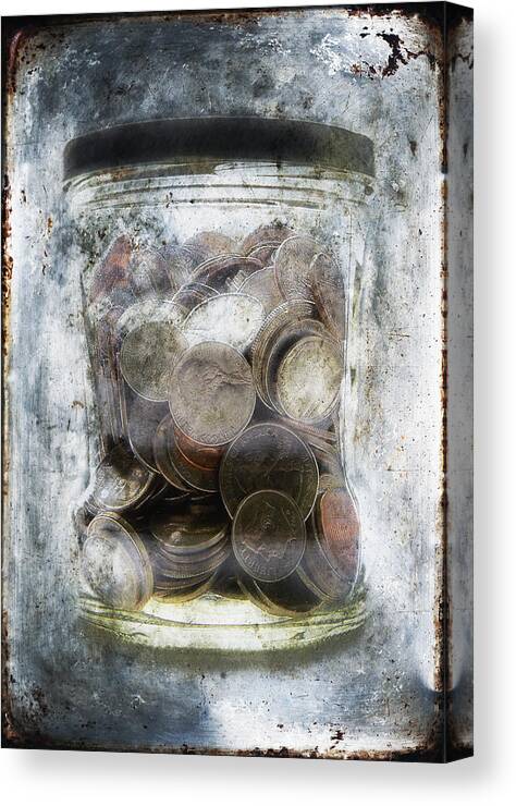 Abstract Canvas Print featuring the photograph Money Frozen In A Jar by Skip Nall