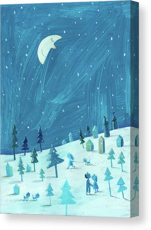 Pets Canvas Print featuring the digital art Moon by Jenny Meilihove