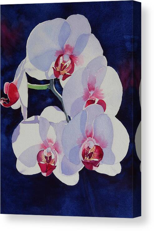Orchids Canvas Print featuring the painting Moonlight Dance by Judy Mercer
