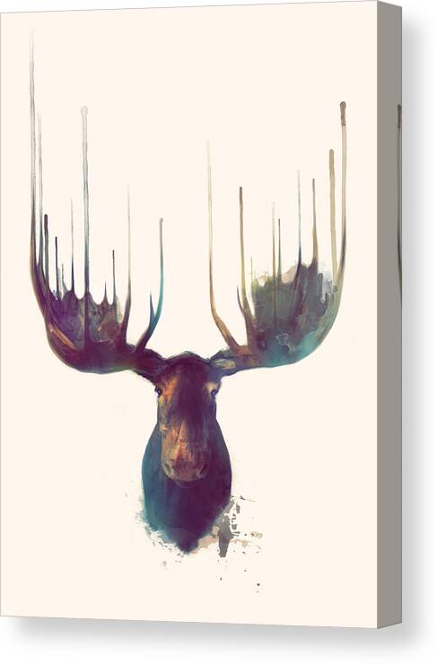 Moose Canvas Print featuring the painting Moose by Amy Hamilton