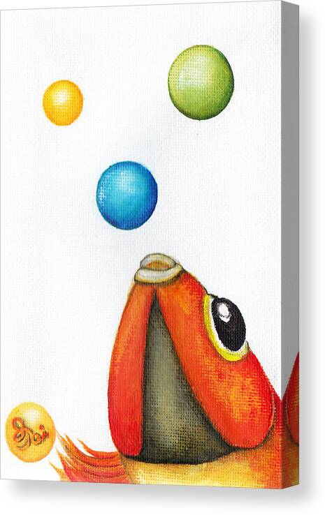 Whimsical Canvas Print featuring the painting More Bubbles by Oiyee At Oystudio